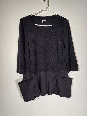 Anthropologie Moth Breezy Point Black Peplum Sweater S